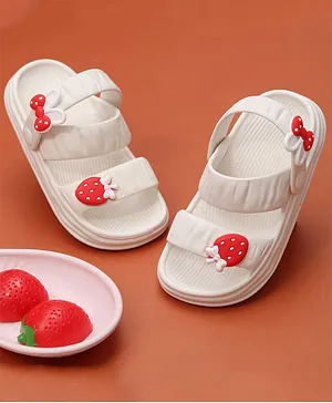 Yellow Bee Rubber Strawberry & Bow Detailed Sandals - White