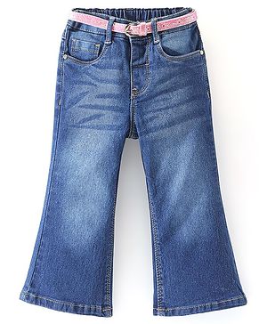 Babyhug Full Length Stretchable Washed Denim Jeans - Blue