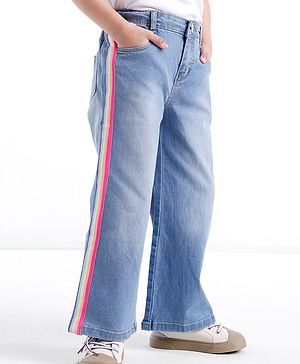 Babyhug Cotton Spandex Full Length Solid Color Stretchable Denim Jeans - Blue