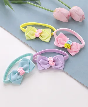 Babyhug Free Size Headbands Bow Applique Pack of 4  - Multicolor