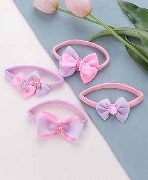 Babyhug Free Size Headbands Bow  Applique Pack of 4  - Multicolor