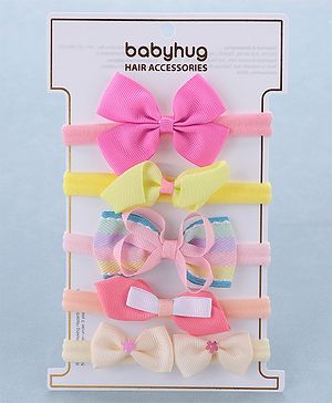 Babyhug Free Size Headbands Bow Applique Pack of 5 - Multicolor
