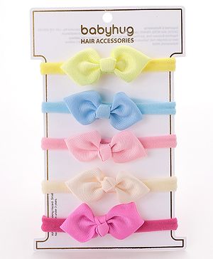 Babyhug Headbands with Bow Free Size Pack of 5 - Multicolour