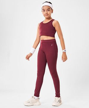 Pine Active High Stretch Breathable Solid Color Sports Bra And Legging Set - Purple