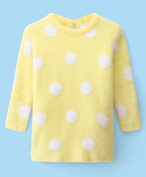 Babyhug Knit Full Sleeves Woollen Dress Polka Dot Design - Yellow