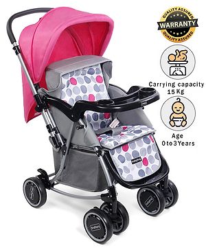 Babyhug 2 in 1 Rock and Roll Stroller Cum Rocker - Grey Pink