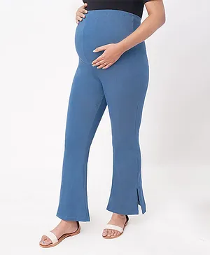 Ed-a-Mamma Solid  Maternity Flared Leggings - Navy Blue