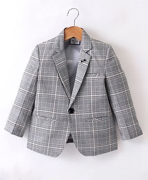 Noddy Full Sleeves Self Designed Blazer  - Yellow And Grey