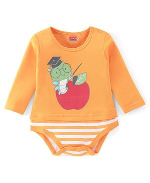 Babyhug 100% Cotton Full Sleeves Onesies With Caterpillar Print - Orange