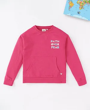 Ed-a-Mamma Full Sleeves Sustainable Sweatshirt Text Print - Pink