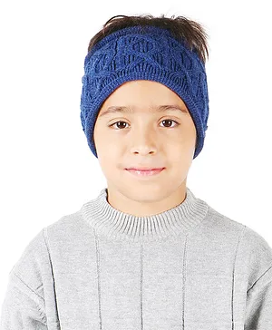 BHARATASYA  Cable Knit Woolen  Ear warmer Headband With Rolled Edges -  Blue