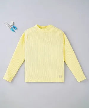 Ed a Mamma Sustainable Full Sleeves Solid Color Rib T-Shirt - Yellow