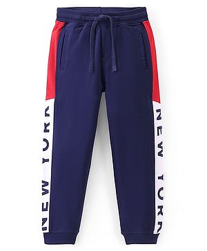 Pine Kids Full Length Cut and Sew Printed Track Pant - Blue Depth