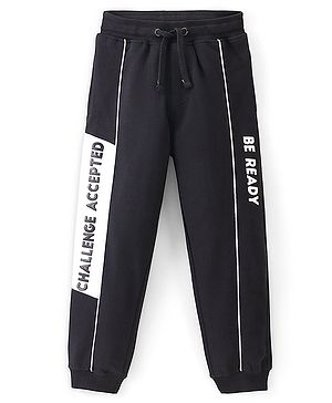 Pine Kids Full Length Printed Track Pants - Black