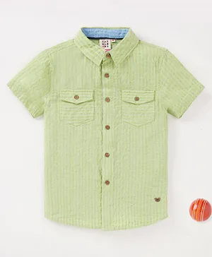 Boys Embroidery Checked Shirt 4-5Y / Grey / Short Sleeves