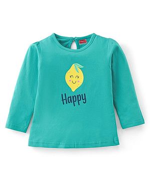 Babyhug Cotton Knit Full Sleeves Lemon Graphics T-Shirt - Green