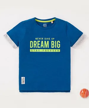 Ed-a-Mamma Sustainable Cotton Half Sleeves T-Shirt Text Print - Navy