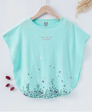Ed-a-Mamma Short Sleeves Floral Print Top - Light Blue