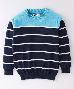 Smarty Boys 100% Premium Cotton Full Sleeves Pullover Striped - Blue