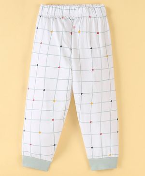 OLLYPOP Sinker Full Length Lounge Pant Checkered - White