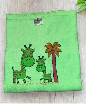 Tinycare Baby Bath Towel Giraffe Print L 90 x B 52 cm- Green