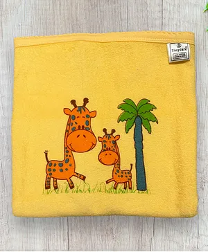 Tinycare Baby Bath Towel Giraffe Print L 90 x B 52 cm- Peach