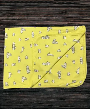 Tinycare Baby Bath Towel Rabbit Print Double L 90 x B 65 cm - Lemon