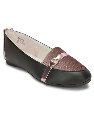Toothless Barbie Featuring Striped Detailed Shimmer   Ballerinas - Rose Gold & Black