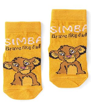 Cute Walk by Babyhug Terry Knit Ankle Length Anti Bacterial Socks Simba Design - Multicolour