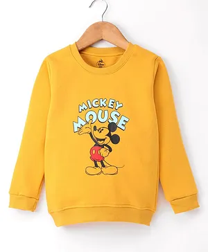 Bodycare Fleece Full Sleeves Sweatshirt With Mickey Mouse Print - Yellow