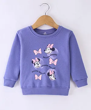 Bodycare Fleece Full Sleeves Sweatshirt With Minnie Mouse Print - Purple