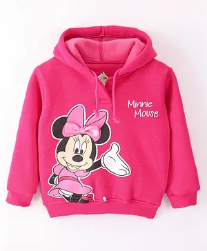 Bodycare Fleece Full Sleeves Hooded Sweatshirt With Minnie Mouse Print - Pink