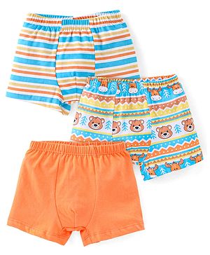 Babyhug 100% Cotton Bear Printed Trunk Pack of 3 - Multicolour