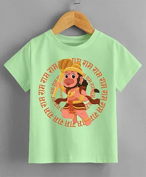 KNITROOT Dussehra Theme Half Sleeves Hanuman Printed Tee - Green