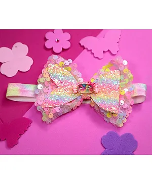 Kamule Rainbow Bow Detailed Sequin And Shimmer Detailed Headband - Multi Colour