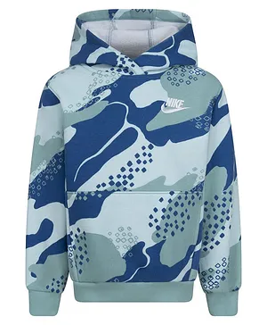 Nike Full Sleeves  Camo  Pullover Hoodie - Blue