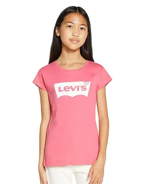 Levi's Half Sleeves Brand Name Printed  Tee - Pink