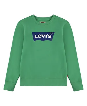 Levi's Batwing Full Sleeves Brand Logo Printed Crew Neck Sweatshirt - Green