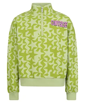 Converse Full Sleeves Half Zip All Stars Crew Sweatshirt - Green