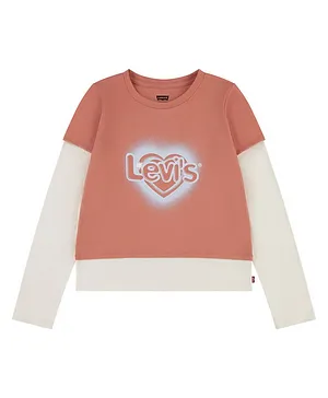 Levi's Full Sleeves Cut & Sew Detailed Twofer Tee - Pink