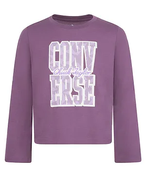 Converse Full Bell Sleeves Converse Chuck Taylor   Graphic Knit Top -  Purple