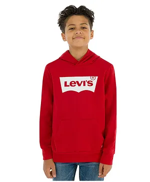 Levi's  Full Sleeves Hooded Fleece Pullover - Red