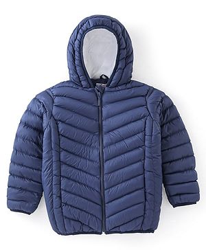 Babyhug Full Sleeves Quilted Jacket Solid Color - Navy Blue