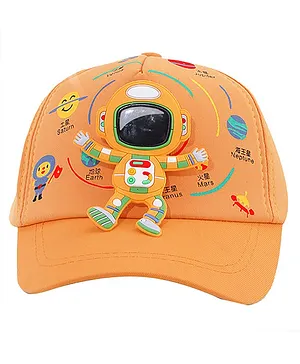 Little Surprise Box  3D Floating Astronaut Applique Detailed Cap - Orange