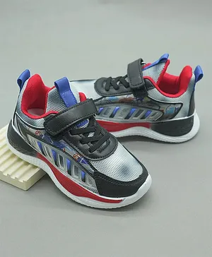 FEETWELL SHOES Coloured Abstract Embossed  Sneakers - Black & Red