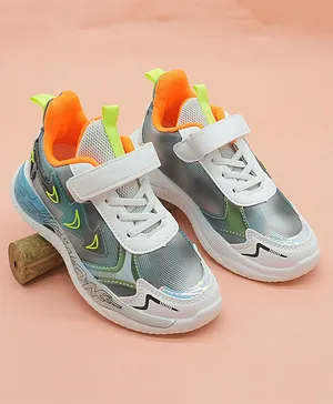 FEETWELL SHOES Watercoloured Abstract Embossed  Sneaker - White & Orange