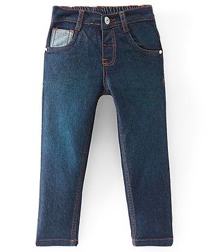 Babyhug Full Length Solid Color Stretchable Denim Jeans Tint Green (Mock Fly Without Zipper)