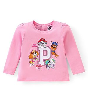 Babyhug 100% Cotton Knit Full Sleeves T-Shirt with Paw Patrol Graphics - Pink