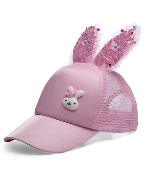 Babymoon Bunny Ears & Applique Detailed Summer Cap - Pink