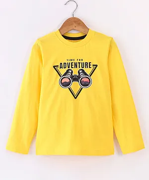 Under Fourteen Only Full Sleeves Adventure Theme Printed Tee -Yellow